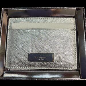 KATE SPADE NWTB SILVER METALLIC CARD HOLDER